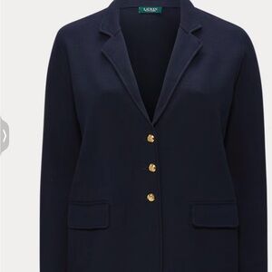 NWT Women’s Ralph Lauren Navy Cotton Knit Blazer Size XL